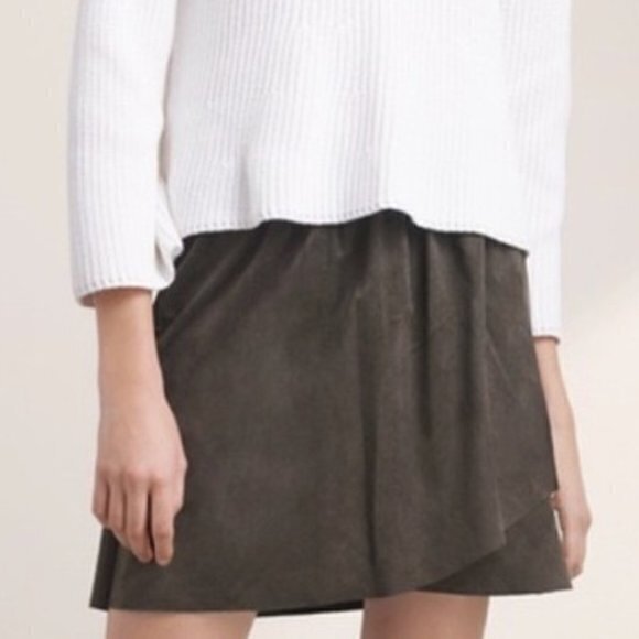 Aritzia Wilfred Free Faux‎ Suede Leather Faux Wrap Mini Skirt - Picture 1 of 9
